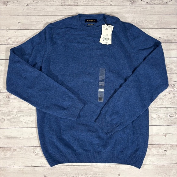 Piombo Mens Lambswool Crewneck Sweater Blue Size Large OVS NWT